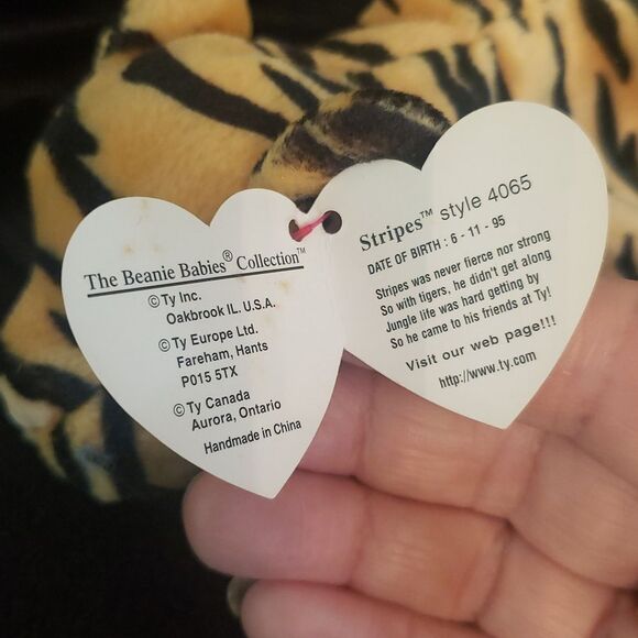 Vintage 1995 Ty Beanie Baby STRIPES the Tiger - Picture 6 of 8